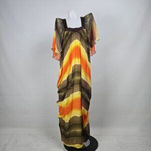 Bebe Orange&Brown Silk Kaftan Dress Size XXS